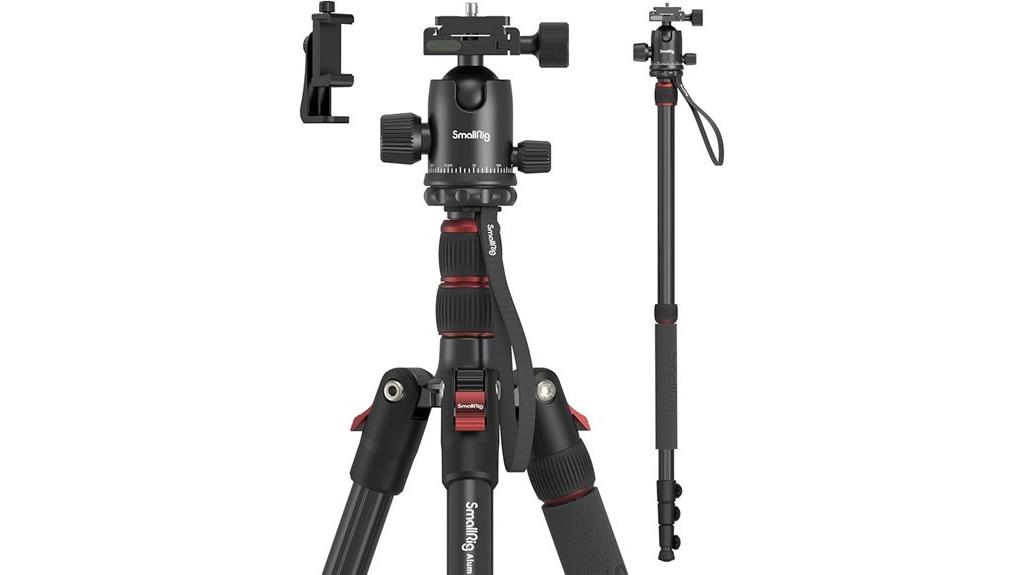 adjustable aluminum tripod stability