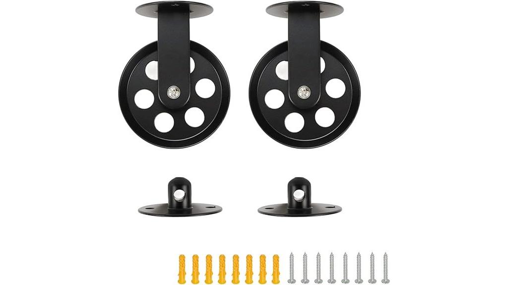 black rustic pulley mounts