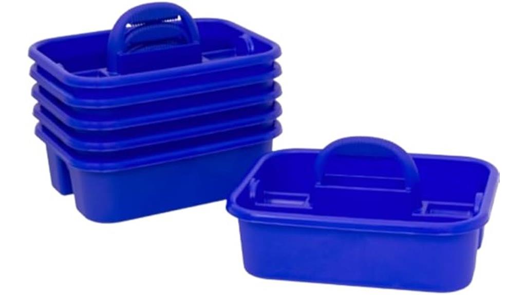 blue plastic tool caddy