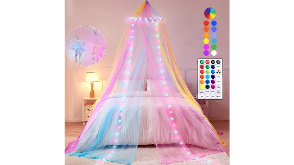 girls bed canopy with lights