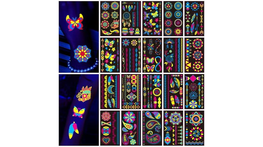large pack of glow tattoos
