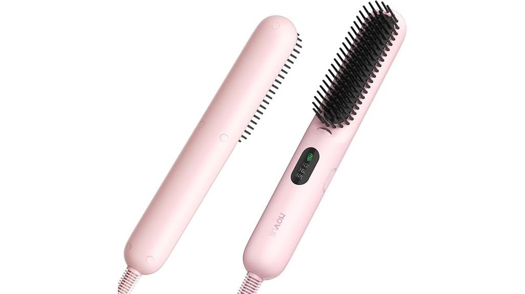 pink hairbrush with anti scald bristles