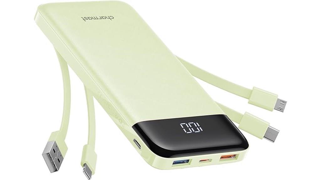portable charger with built in cables