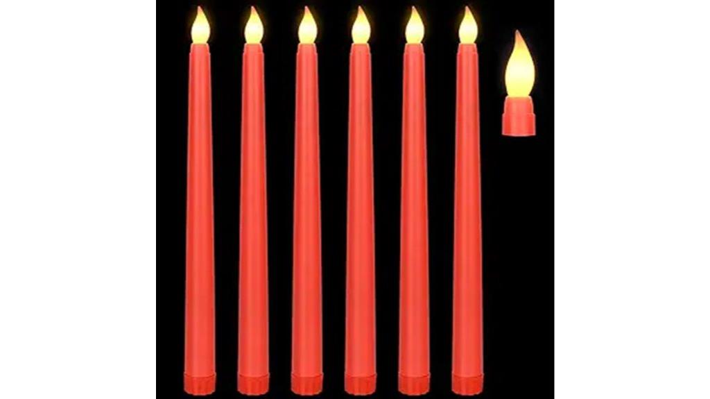 red flameless taper candles