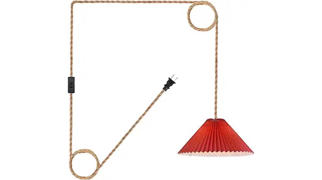 red pleated pendant lighting