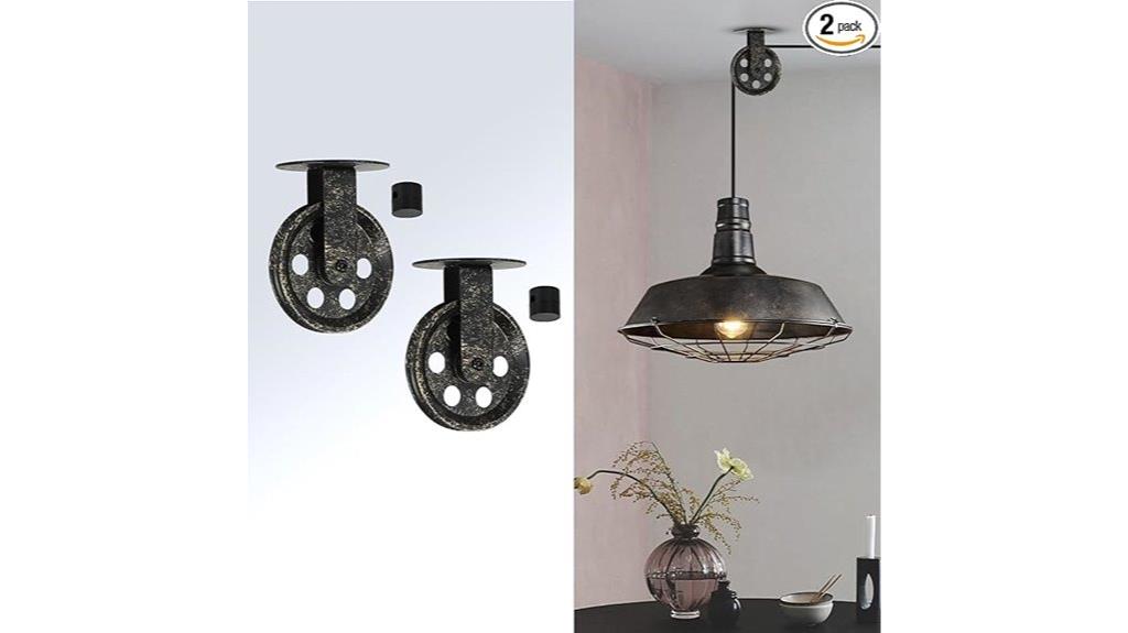 rustic pendant light pulley