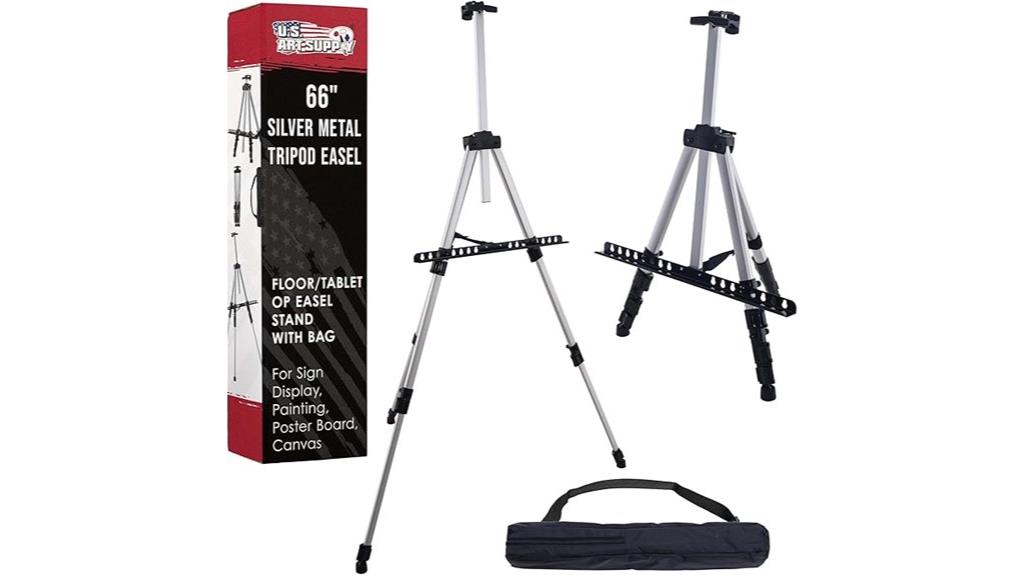 silver metal tripod easel