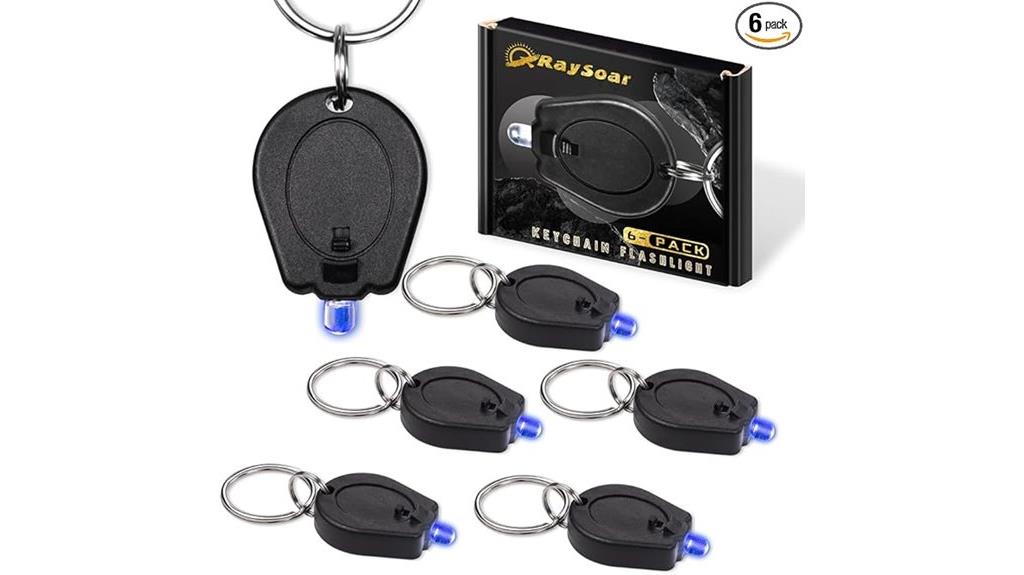 six blue led keychain flashlights