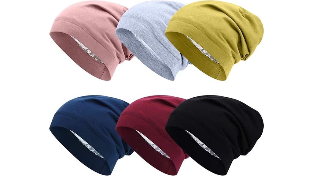 six satin sleep caps