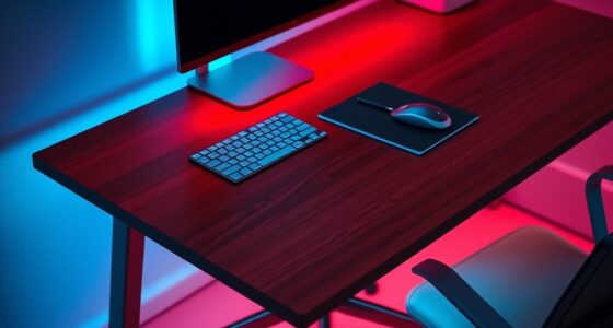 top red desk light panels