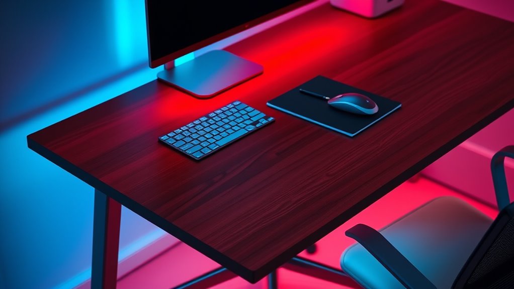 top red desk light panels