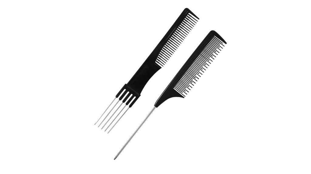 two packs of metal pick combs