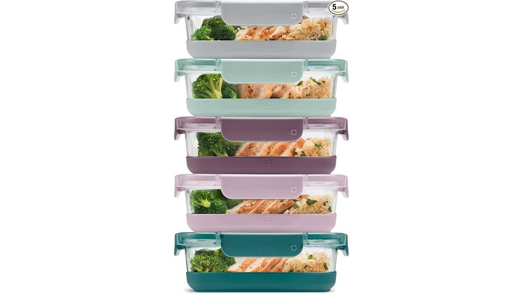 set of five durable meal prep containers
