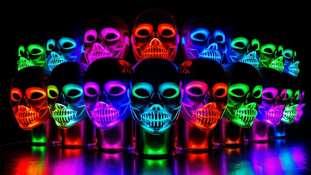 top led masks with various colors